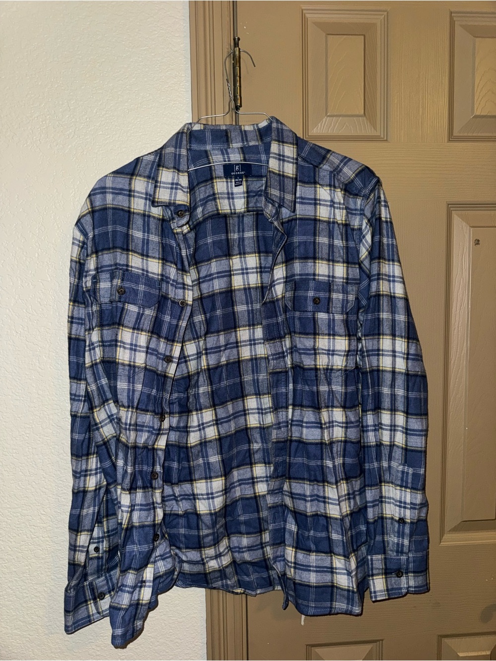 George Blue and White Plaid Shirt Jacket